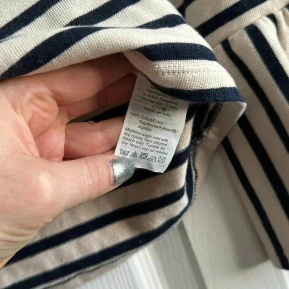 Madewell Stripe-Play Ruffle-Cuff Scoop Neck Long Sleeve Flare Bell Cuff Top XXS - Picture 7 of 8